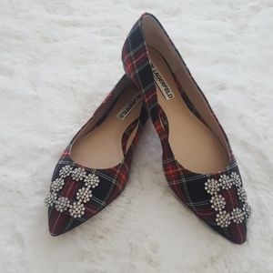 Karl Lagerfeld tartan plaid flats